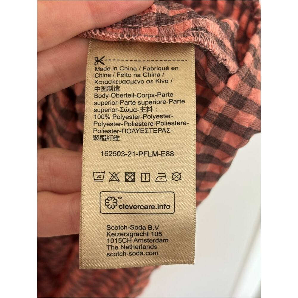 Scotch & Soda Smocked Seersucker Gingham Cottagecore Midi Dress - Size M - Picture 8 of 9